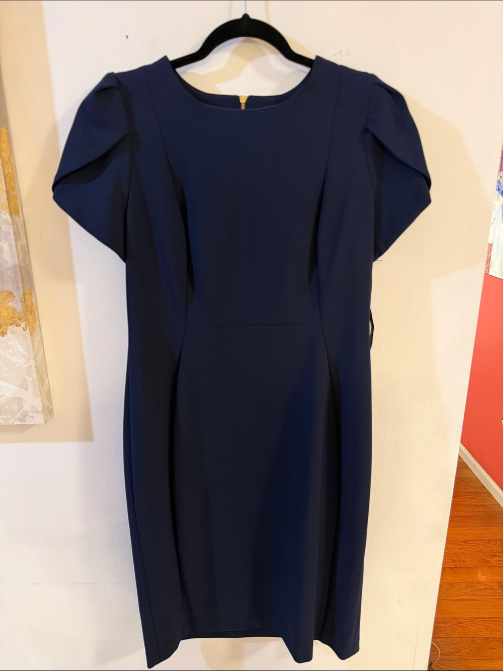 Calvin Klein Navy Short-Sleeve Midi Dress